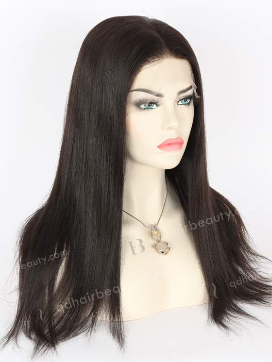 Full Lace Human Hair Wigs Indian Remy Hair 18" Yaki 1B# Color FLW-01904