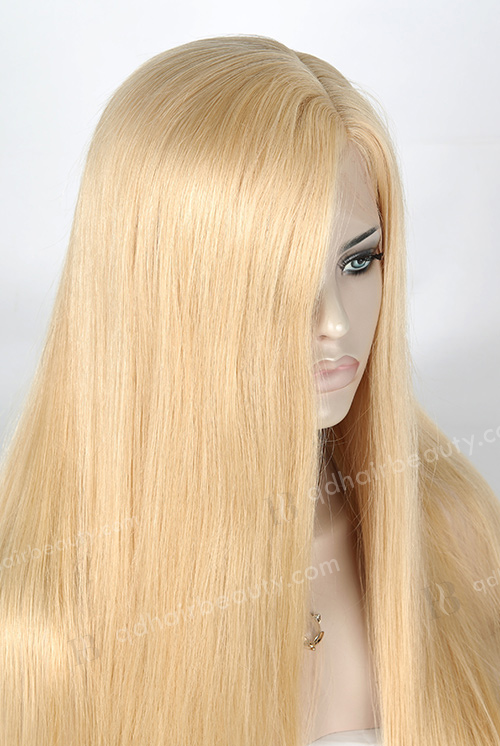 Top Quality 30'' European Virgin 24# Color Straight Silk Top Full Lace Wig WR-ST-008