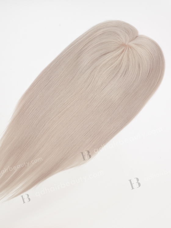 In Stock 5.5"*6.5" European Virgin Hair 16" Straight Silver Color Silk Top Hair Topper-135