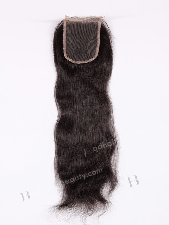 In Stock Indian Remy Hair 16" Natural Straight #1B Color Top Closure STC-64