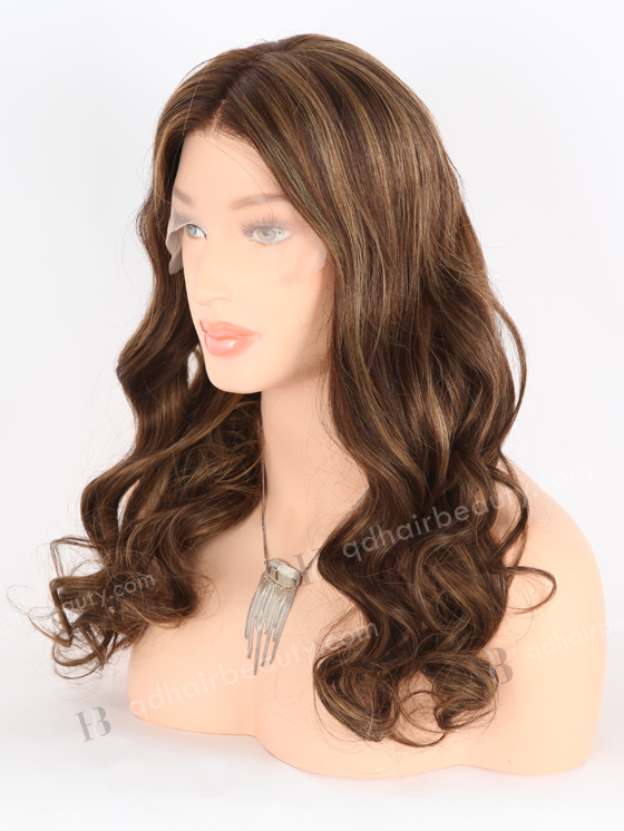 In Stock European Virgin Hair 20" Beach Wave 3# With T3/8# Highlights Color Lace Front Wig RLF-08035