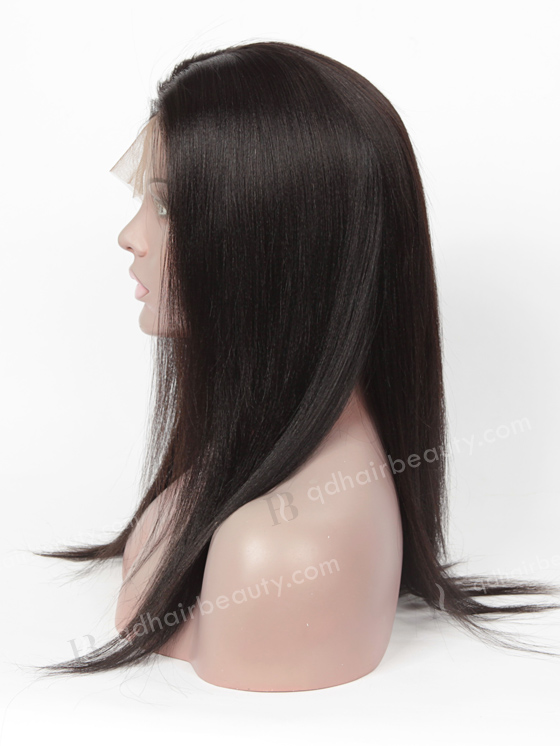 In Stock Indian Remy Hair 16" Yaki Straight #1B Color 360 Lace Wig 360LW-01007