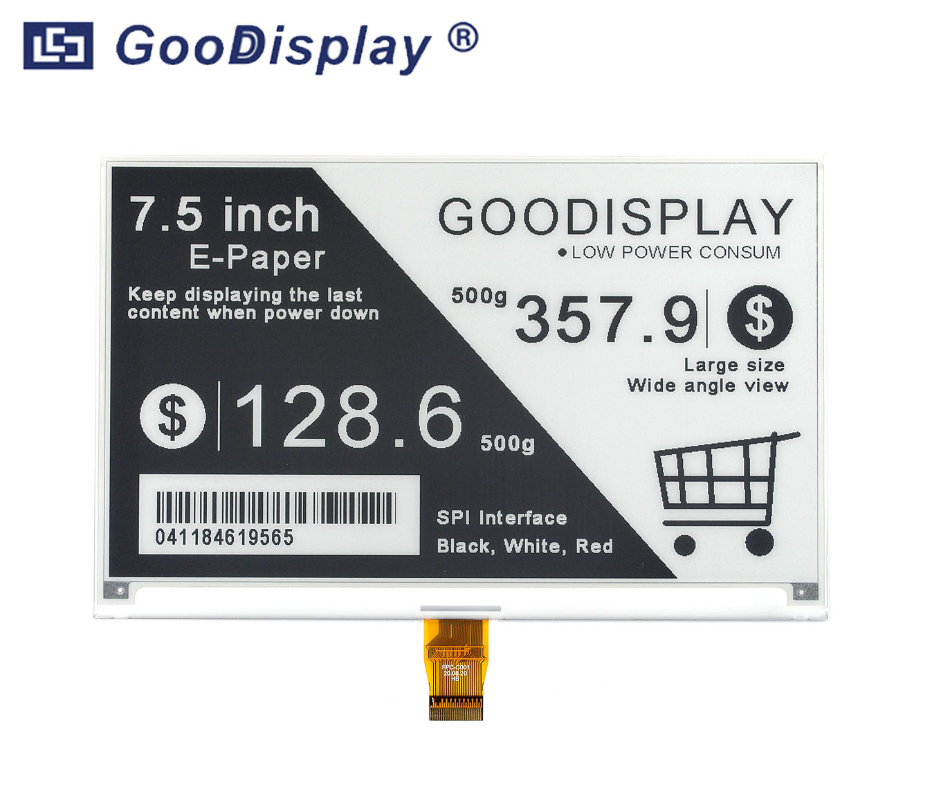 7.5 inch e-ink screen 800x480 electronic paper display, GDEY075T7