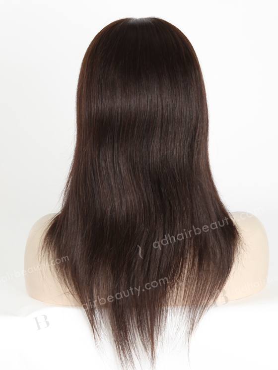In Stock European Virgin Hair 14" Straight 2# Color Lace Front Silk Top Glueless Wig GLL-08005