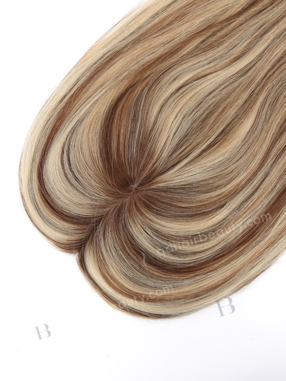 In Stock 6"*6.5" European Virgin Hair 16" Straight T4/22# with 4# Highlights Color Silk Top Hair Topper-113