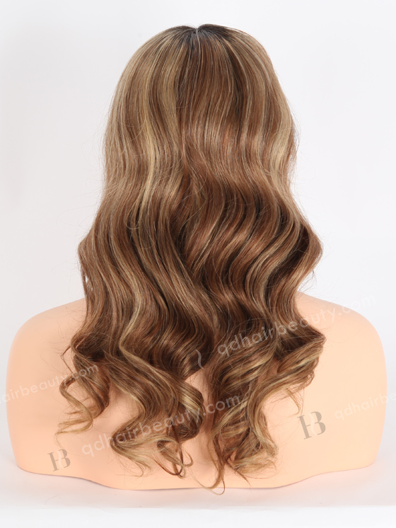 In Stock European Virgin Hair 18" Loose Curls 6#/27# Highlights,Roots Natural Color RENE Lace Front Wig RLF-08010