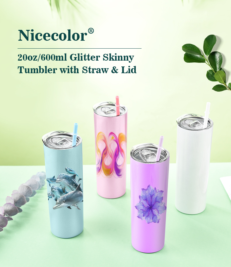 20 oz./600ml Glitter Stainless Steel Tumbler with Straw & Lid 