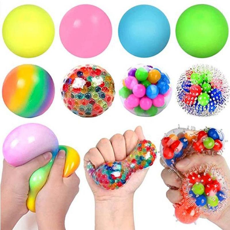 Toy manufacturers stress ball TPR Stress Relief Squeezing toys for Kids / Adults Colorful Bead  Ball Sticky Squeeze ball