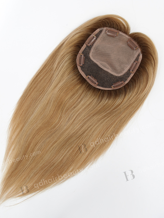 In Stock 5.5"*6.5" European Virgin Hair 12" Straight #8/25/60, Roots #9 Color Silk Top Hair Topper-158