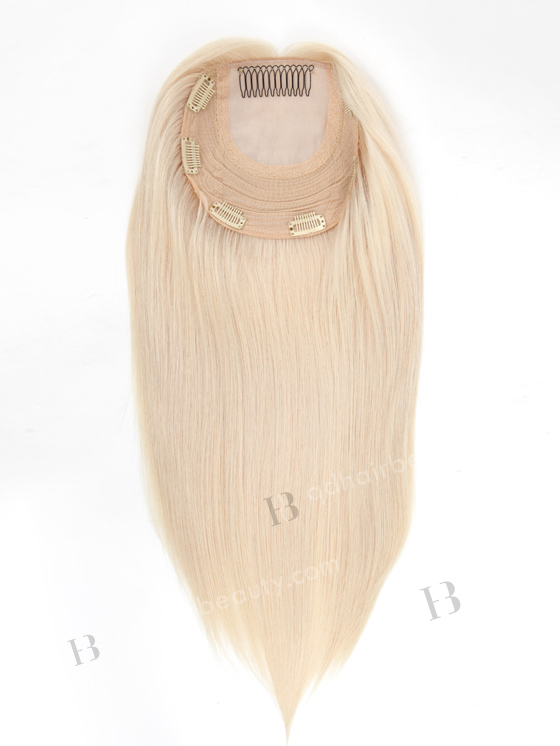 In Stock European Virgin Hair 16" Straight White Color 7"×7" Silk Top Wefted Topper-077