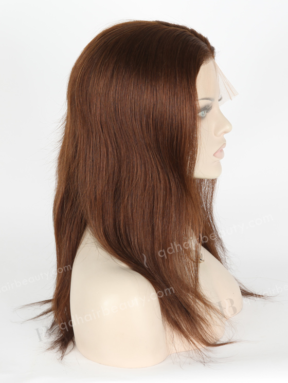In Stock Chinese Virgin Hair 14" Straight 4# Color Silk Top Full Lace Wig STW-707