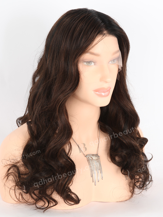 In Stock European Virgin Hair 20" Beach Wave T1/3# With 1# Highlights Color Lace Front Wig RLF-08037