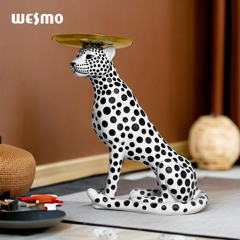 Modern Floor standing ornament Spotted Panther Resin Leopard Statue Animal Sculpture Luxury Home Decoration Office Accessories