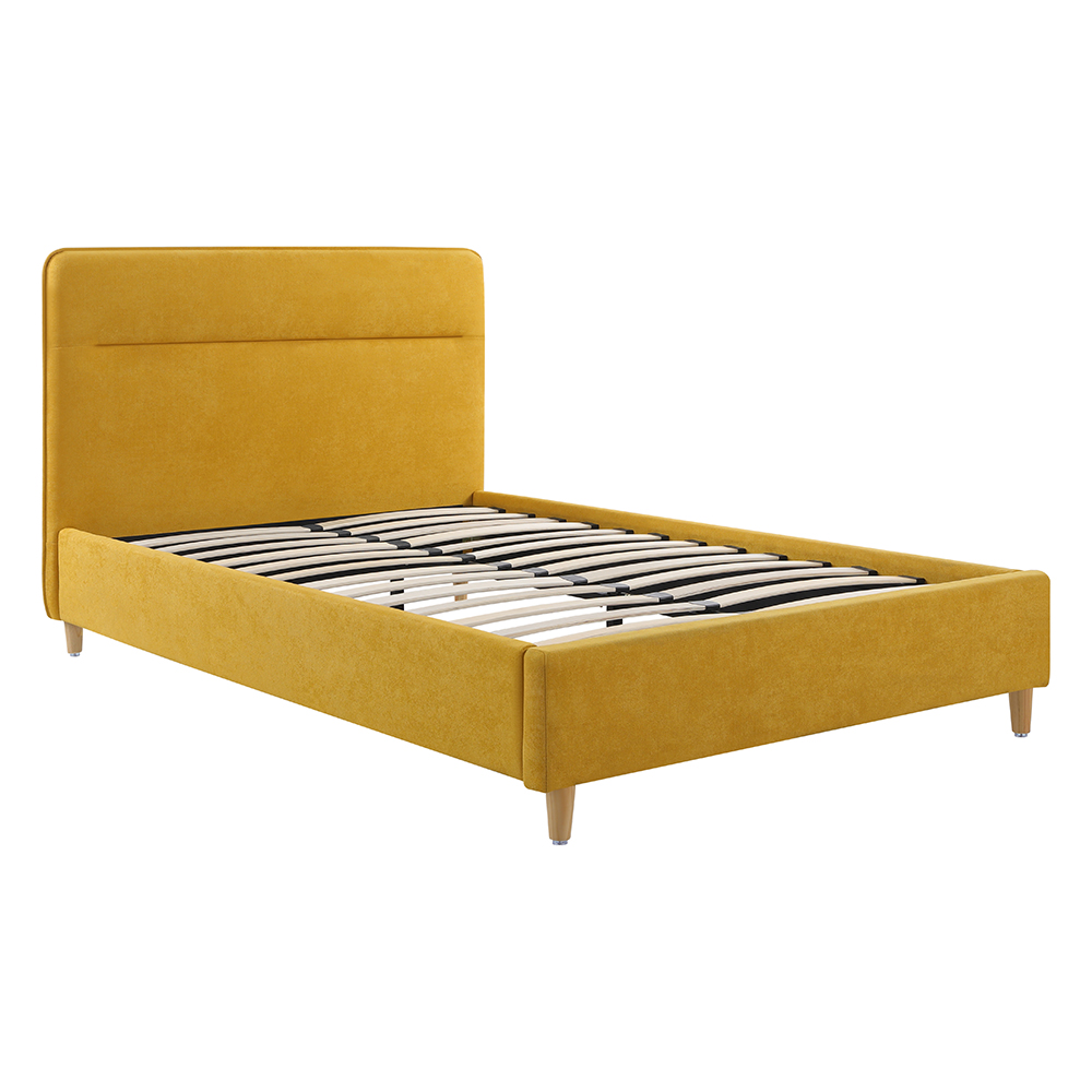 Estructura de cama de lino amarillo