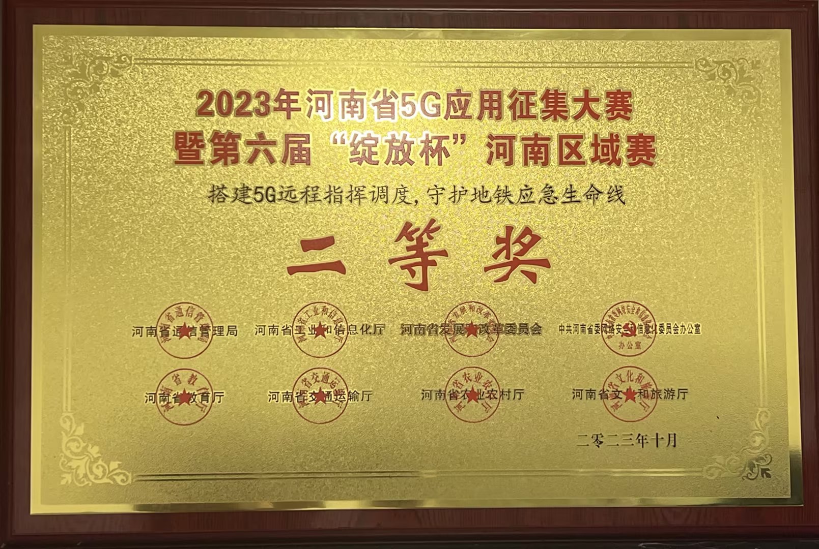 2023年河南省5G应用征集大赛暨第六届“绽放杯”河南区域赛二等奖