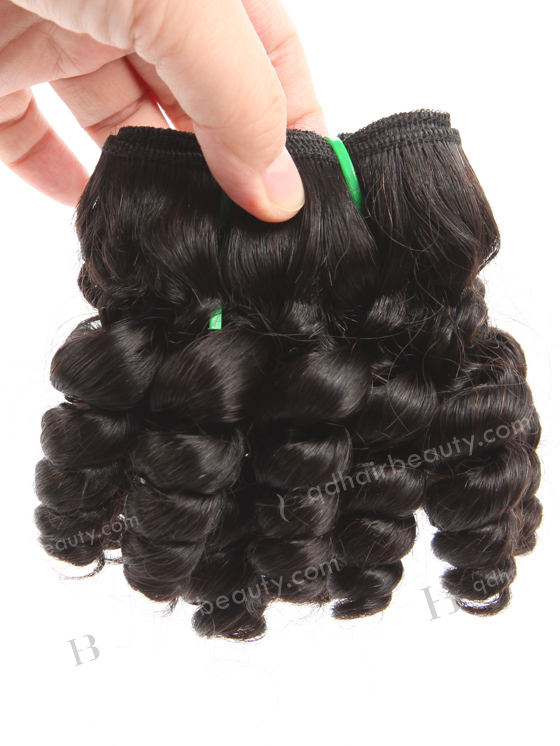 10 Inch Short Black Curly Hair Extension Double Draw Peruvian Hair WR-MW-192