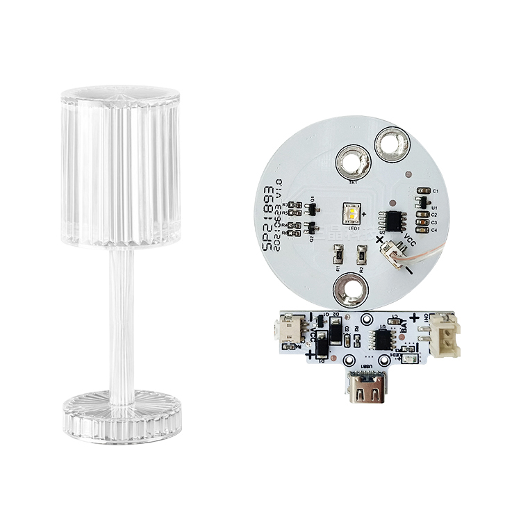 Warm white double three-color bar table bedside crystal charging touch net red diamond table lamp PCBA circuit board