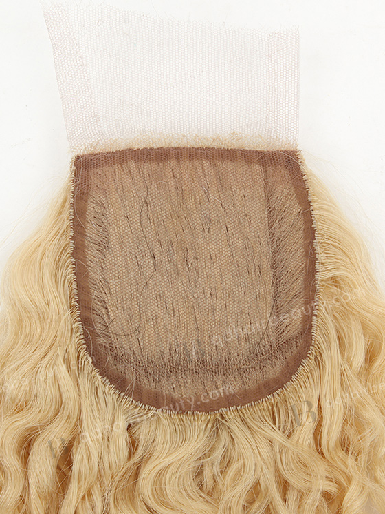 In Stock 3"*3.5" European Virgin Hair 16" 10mm curl 613# Color Silk Top Closure STC-356