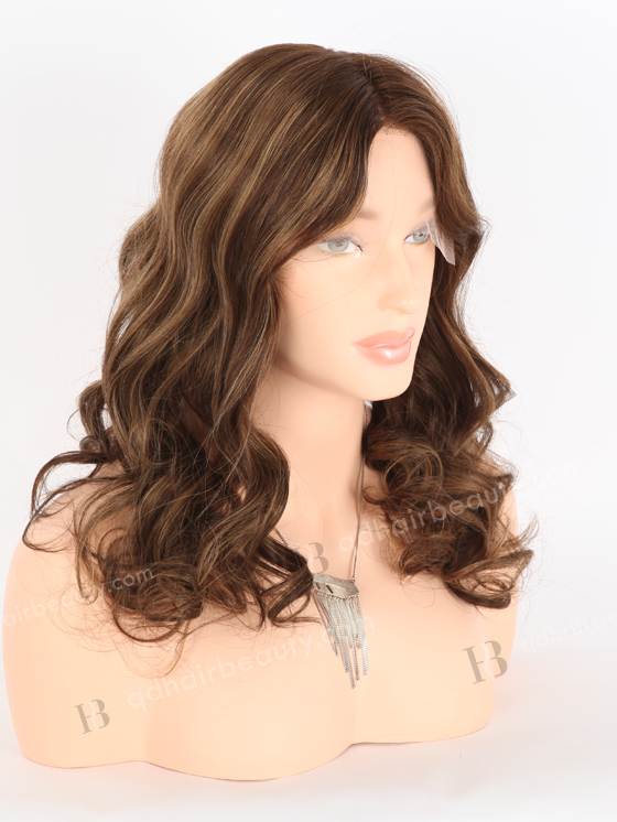 In Stock European Virgin Hair 16" Beach Wave 3# With T3/8# Highlights Color Lace Front Wig RLF-08025