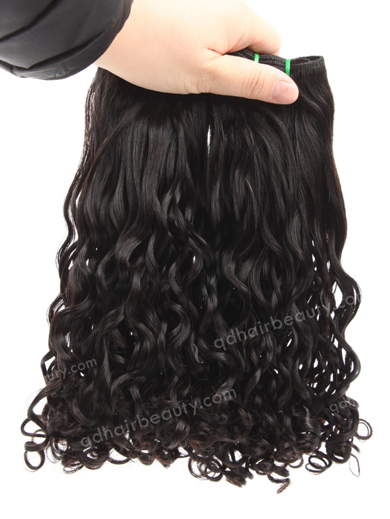 14 Inch Short Black Curly Hair Extension 5a Double Draw Peruvian Hair WR-MW-193