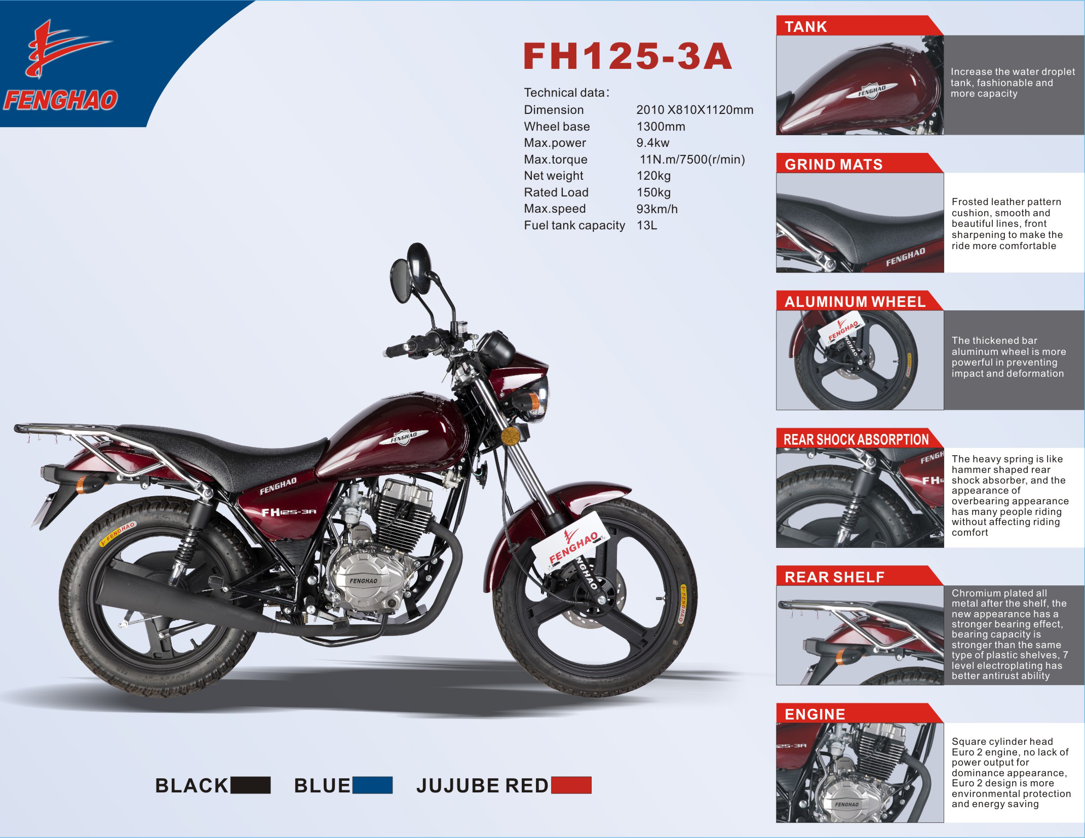  Hot fashion outdoor wholesale Durable high speed sports 125cc china motorcycle sale FH125-3A Tianhu Prince