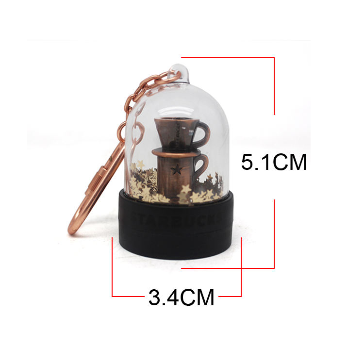 Resin crafts Great Gift Cheap OEM funny Wholesale mini snow globe Keychain