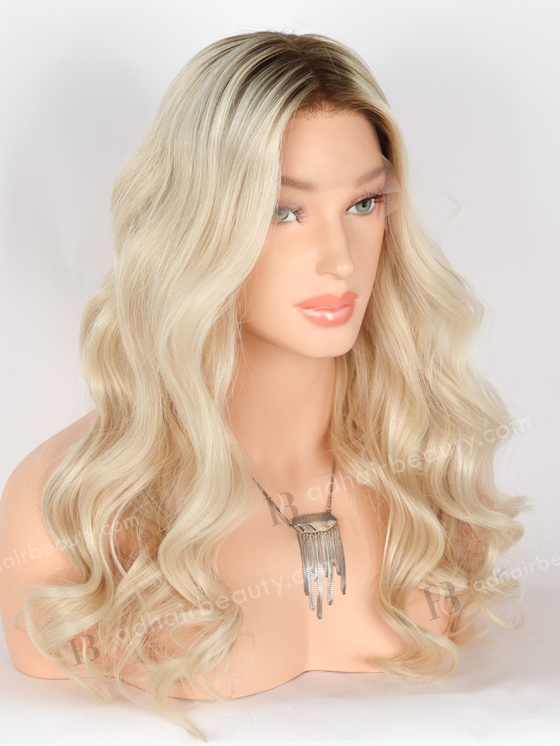 In Stock European Virgin Hair 20" Beach Wave T9#/White Color Lace Front Wig RLF-08038