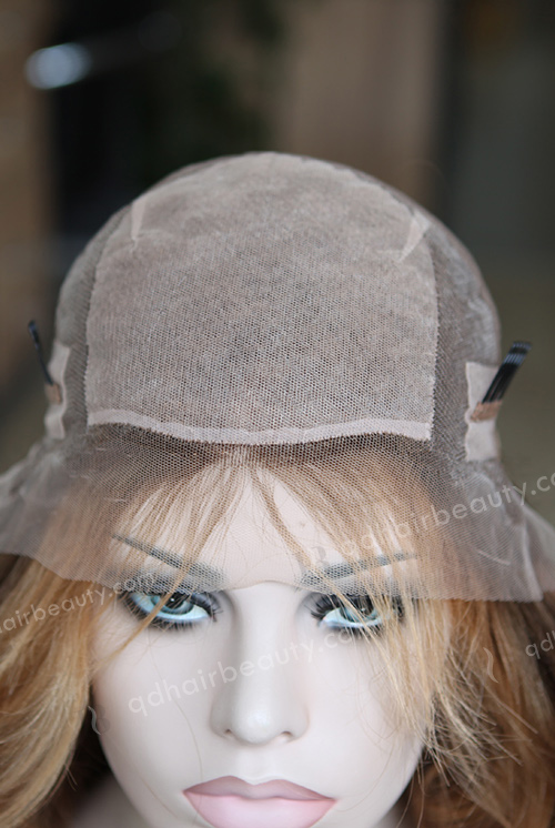 Brown Hair with Blonde Highlight Silk Top Wig WR-ST-042