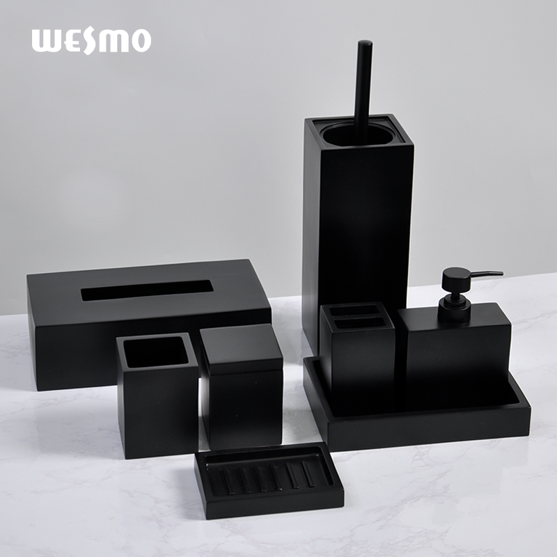 Simple Nordic Black Style Eight Bathroom Accessories Set Soap Dispenser Tumbler
