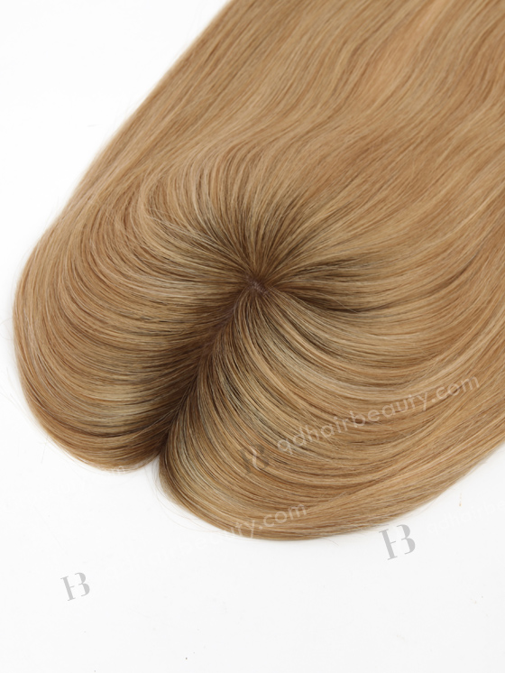 In Stock 5.5"*6.5" European Virgin Hair 16" Straight #8/25/60，Roots #9 Color Silk Top Hair Topper-149