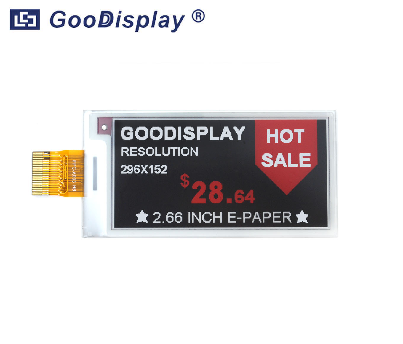 2.66 inch E-Paper Tri-color Display SSD1680 296x152 Small E Paper, GDEY0266Z90