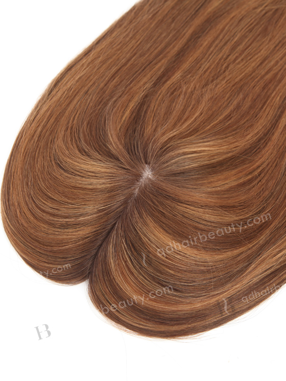In Stock 5.5"*6.5" European Virgin Hair 12" All One Length Straight T3/4# with T3/10# highlights Color Silk Top Hair Topper-154