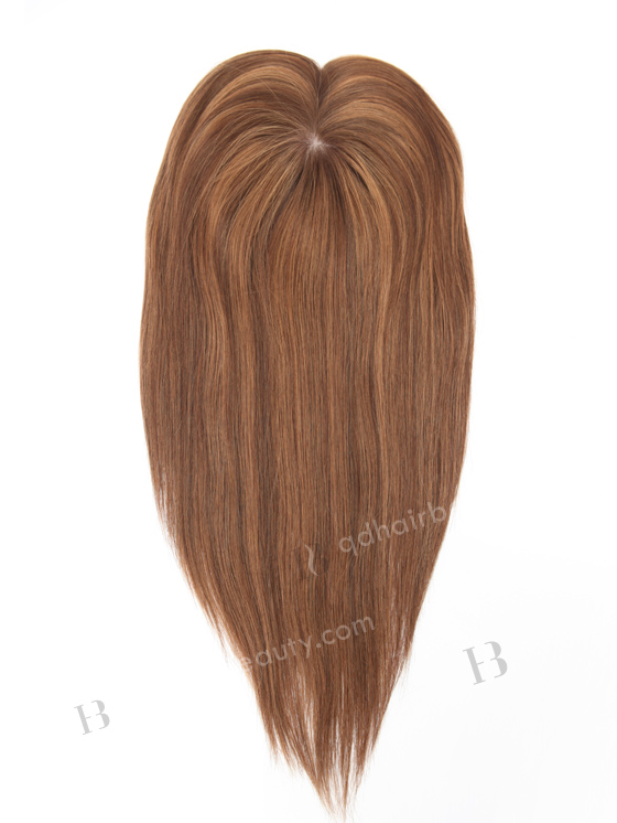 In Stock 5.5"*6.5" European Virgin Hair 16" Straight T3/4# With T3/10# Highlights Color Silk Top Hair Topper-145