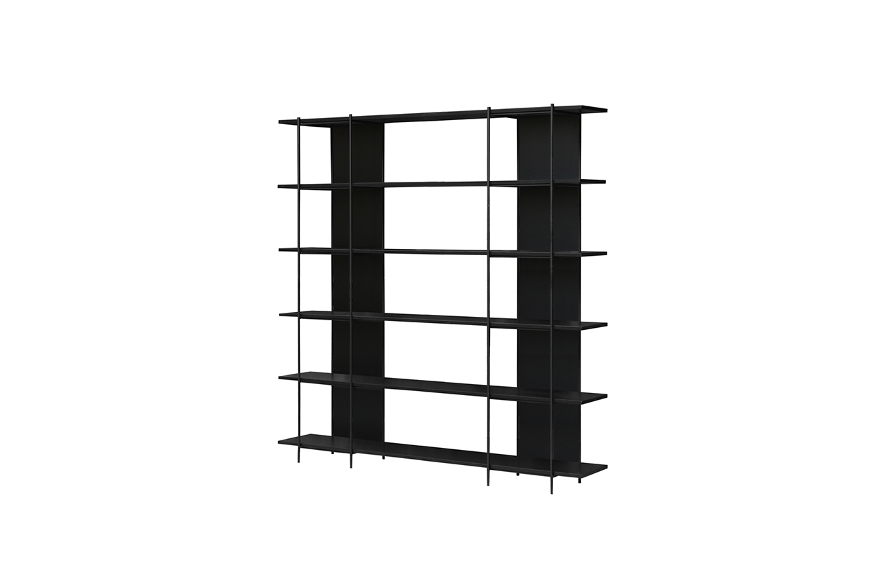 TF085Oak veneer high book shelf with iron frame modern style-TF085