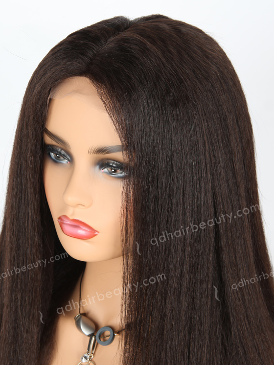 In Stock Malaysian Virgin Hair 20" Italian Yaki Natural Color Silk Top Full Lace Wig STW-313