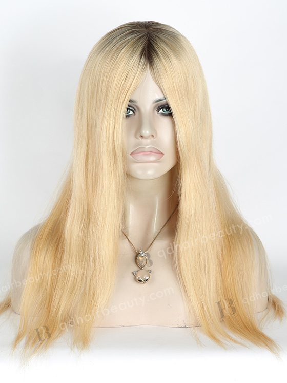 In Stock European Virgin Hair 18" Straight T9/24# Color Silk Top Glueless Wig GL-08074