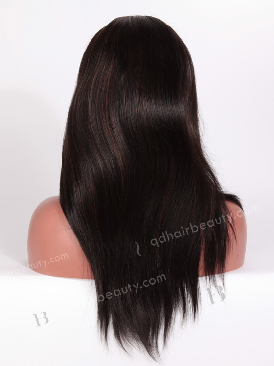 16" Indian Remy Hair Straight Wig 1b/4# Dark Highlighted Color Human Hair Wigs FLW-01292