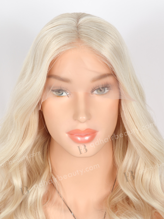 In Stock European Virgin Hair 16" Beach Wave White Color Lace Front Wig RLF-08018