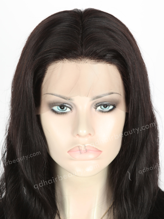 In Stock Indian Remy Hair 16" Natural Straight Color #1b Silk Top Full Lace Wig STW-022