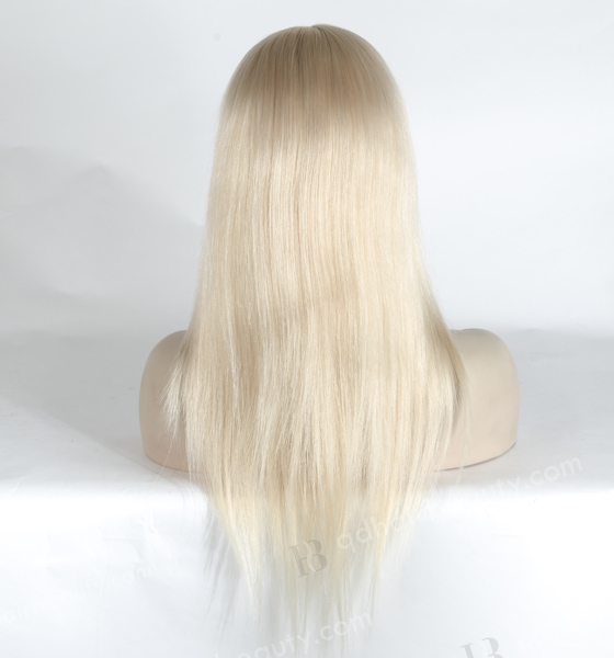 In Stock European Virgin Hair 16" Straight White Color Silk Top Full Lace Wig STW-844
