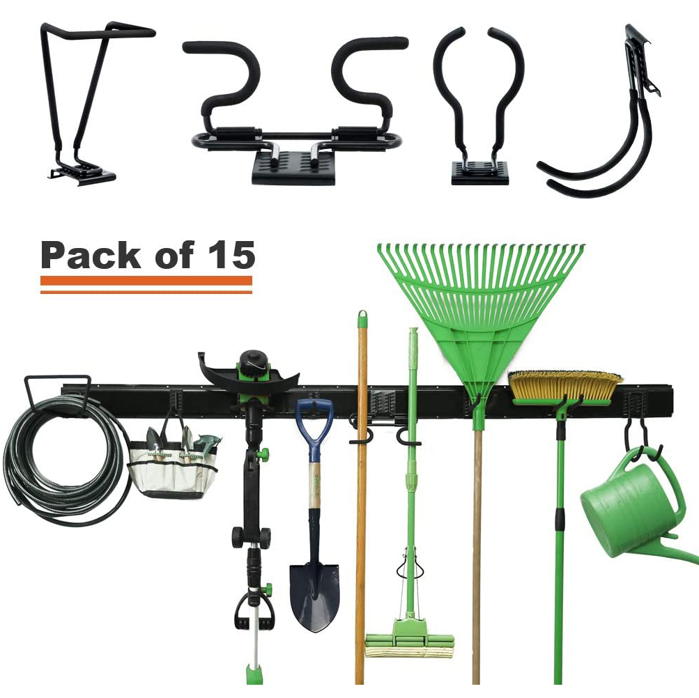 JH-Mech Garage Storage System Supplier-15PCS Garage Storage Systems All-in-one Wall Mounted Removable Adjustable Garden Tools Organization Rack