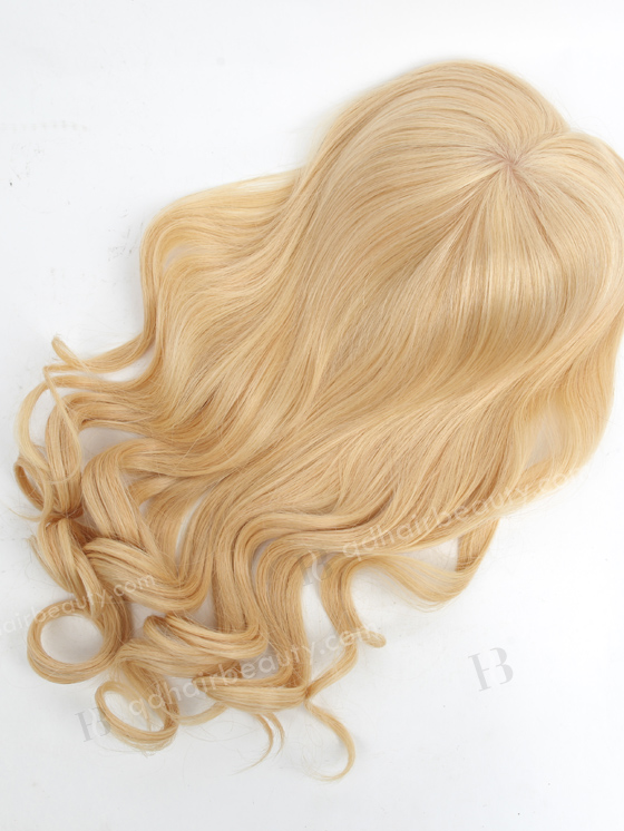 In Stock European Virgin Hair 18" Beach wave 24#/613# Highlights 7"×8" Silk Top Open Weft Human Hair Topper-071