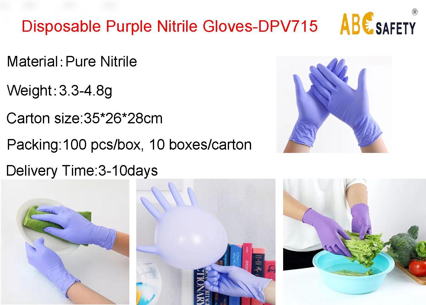 New Purple Disposable Nitrile Gloves-DPV715