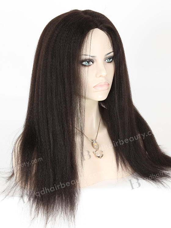 In Stock Indian Remy Hair 18" Kinky Straight 1b# Color Full Lace Glueless Wig GL-01034