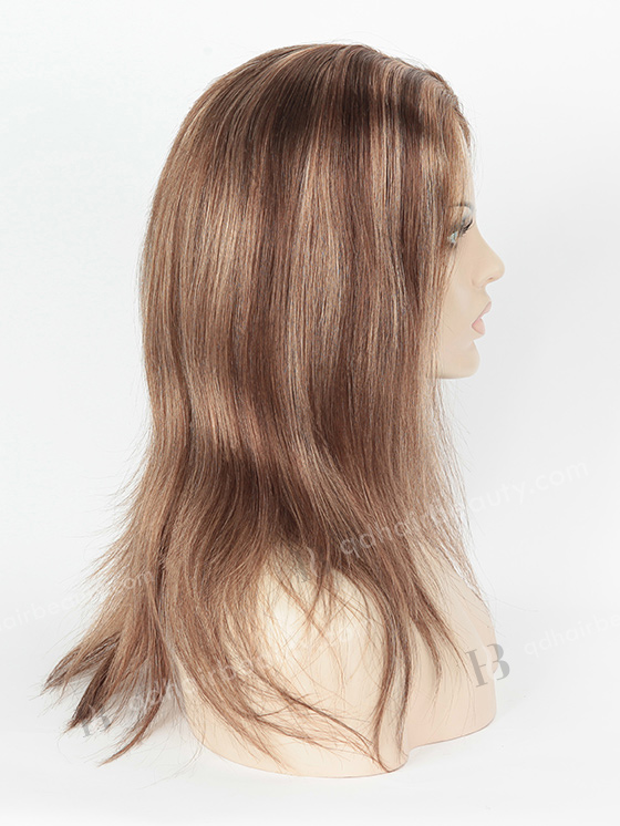 In Stock European Virgin Hair 14" Straight 3/9# Evenly Blended with 16# Highlights Silk Top Glueless Wig GL-08001