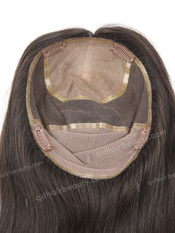 8.5"*9.5" Indian Virgin Hair 16" Straight Natural Color Silk Top Hair WR-TC-051