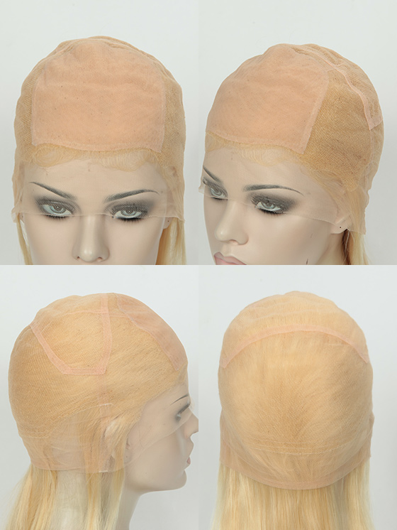 Light Color 613# 18'' European Virgin Straight Silk Top Full Lace Wig WR-ST-049