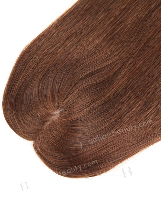 In Stock European Virgin Hair 16" One Length Straight 4# Color 5.5"×5.5" Silk Top Wefted Kosher Topper-006