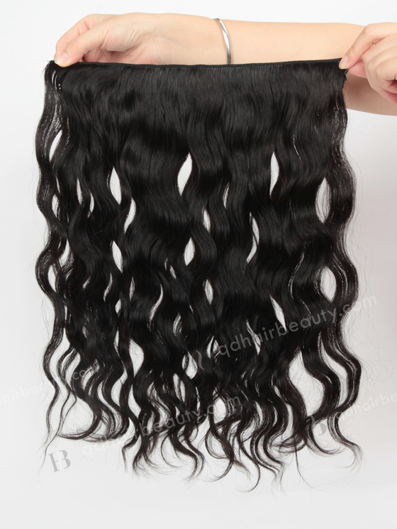 Black Color 100% Human Hair Invisible Headband Wire Clip in Halo Hair Extensions WR-HA-009