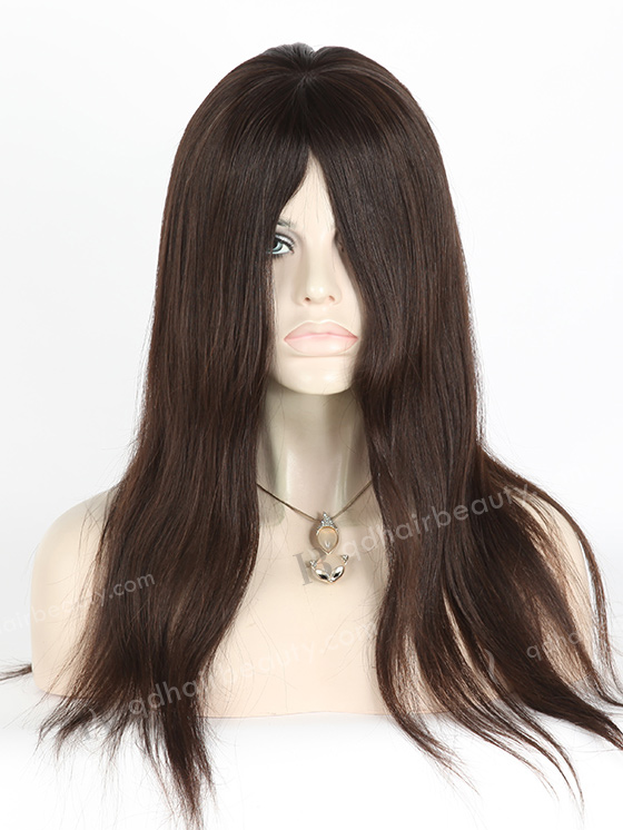In Stock European Virgin Hair 18" Natural Straight Natural Color Silk Top Glueless Wig GL-08013